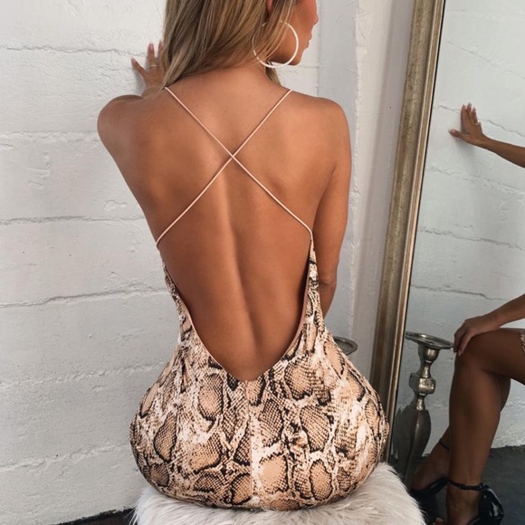 NWT Tiger Mist Anwen Dress- Neutral/Black Snake- S - Picture 3 of 9